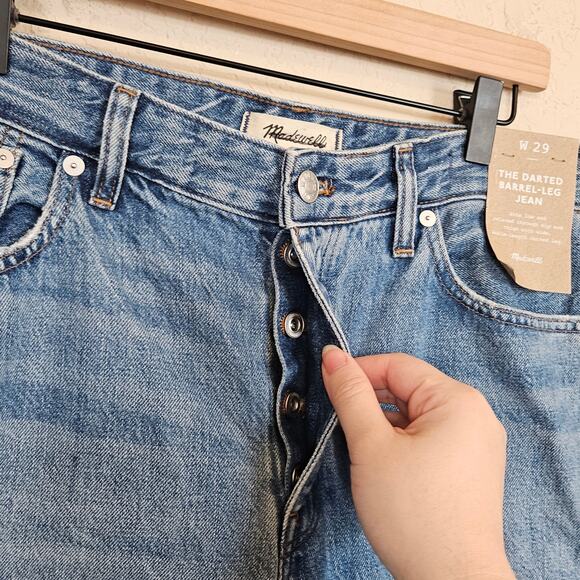 Madewell The Darted Barrel-Leg Jeans Dobbins Wash Women's 29 Casual Everyday - Picture 7 of 14